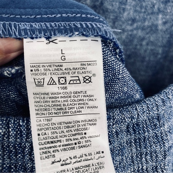 Old Navy Jumpsuit Cropped Wide Leg Linen Blend Smocked Back Bohemian Festival XL - Picture 8 of 10